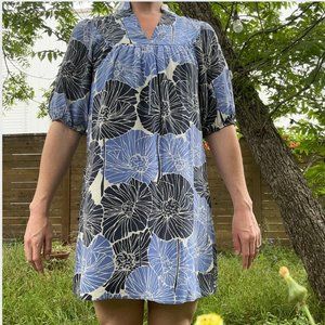 Banana Republic Silk Vintage Blue Floral Dress size small